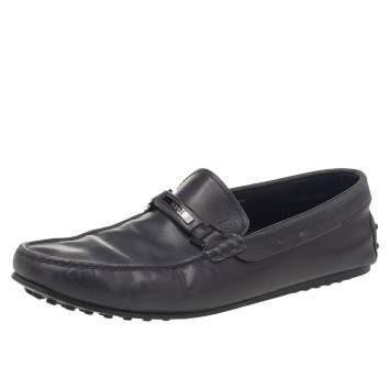 Pre Owned Tod's Black Leather Slip On Loafers Size 41.5