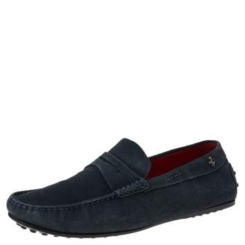 Pre Owned Tod's Dark Grey Suede Slip on Loafers Size 43