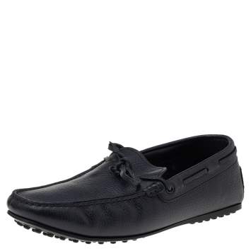 Pre Owned Tod's Black Leather Slip On Loafers Size 42