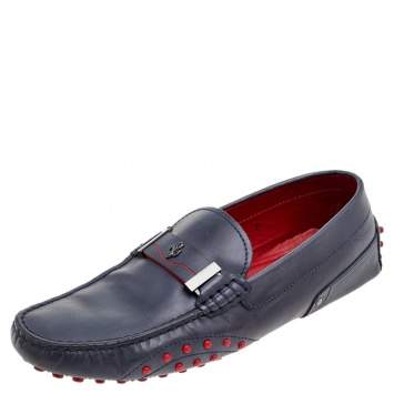 Pre Owned Tod's for Ferrari Blue Leather Loafers Size 41