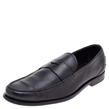 Pre Owned Tod's Black Leather Slip on Loafers Size 42.5