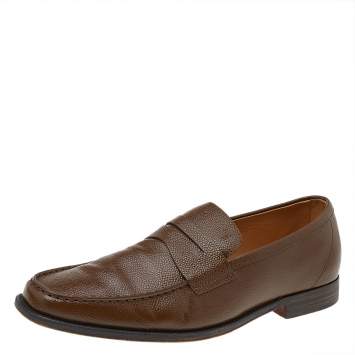Pre Owned Tod's Brown Leather Slip On Loafers Size 44