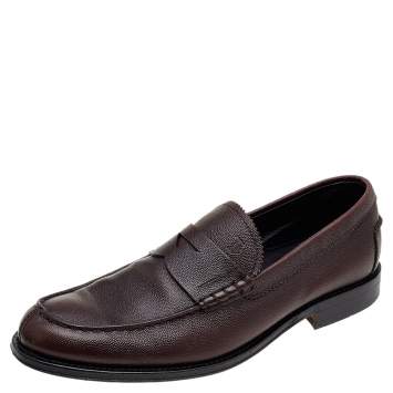 Pre Owned Tod's Brown Leather Slip on Loafers Size 43