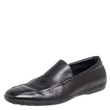 Pre Owned Tod's Black Leather Slip on Loafers Size 44.5