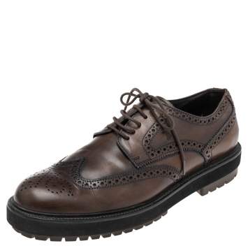 Pre Owned Tod's Brown Brogue Leather Lace Up Derby Size 43