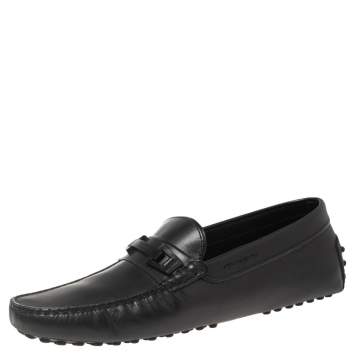 Pre Owned Tod's Black Leather Driving Slip On Loafers Size 40