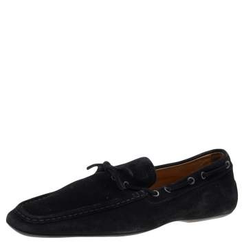 Pre Owned Tod's Black Suede Slip on Loafers Size 44.5