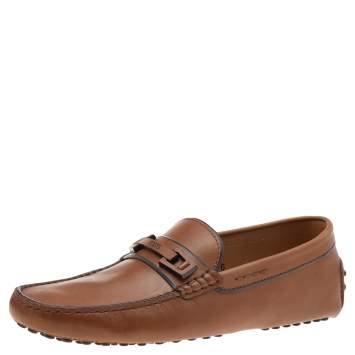 Pre Owned Tod's Brown Leather Slip on Loafers Size 39.5