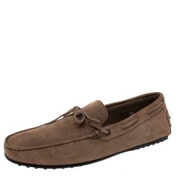 Pre Owned Tod's Brown  Suede Bow Slip On Loafers Size 44.5