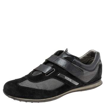 Pre Owned Tod's Black Suede Leather and Nylon Low-Top Sneakers Size 42 