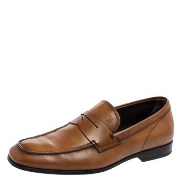 Pre Owned Tod's Brown Leather Penny Loafers Size 39.5