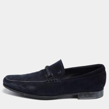 Pre Owned Tod's Navy Blue Suede Slip On Loafers Size 42