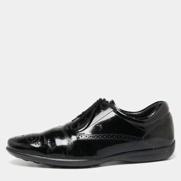 Pre Owned Tod's Black Patent Brouge Leather Lace Up Derby Size 39.5