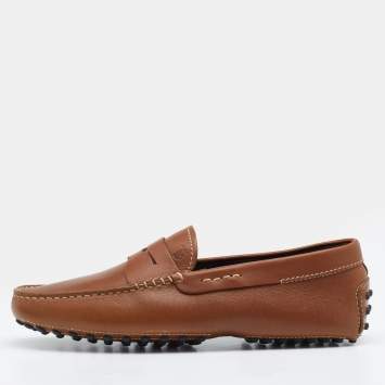Pre Owned Tod's Brown Leather Slip On Loafers Size 39