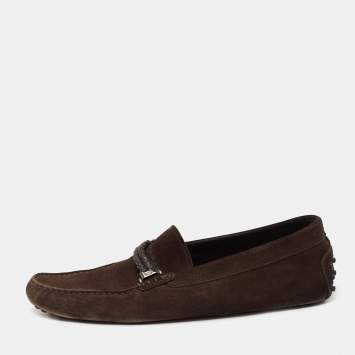 Pre Owned Tod's Dark Brown Suede Slip On Loafers Size 44.5