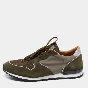 Pre Owned Tod's Green Suede And Mesh Lace Up Sneakers Size 43