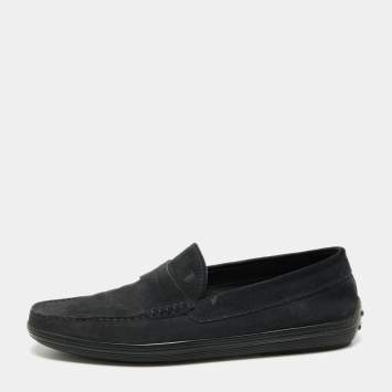 Pre Owned Tod's Navy Blue Suede Slip On Loafers Size 44.5