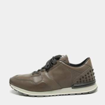 Pre Owned Tod's Grey Leather Low Top Sneakers Size 42