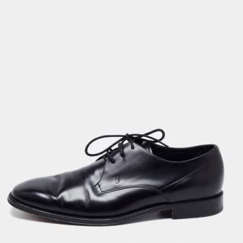 Pre Owned Tod's Black Leather Lace Up Oxfords Size 42