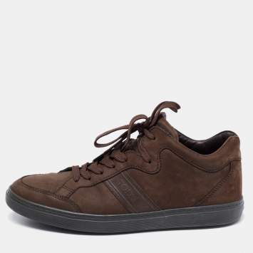 Pre Owned Tod's Brown Nubuck Leather Lace Up Sneakers Size 41