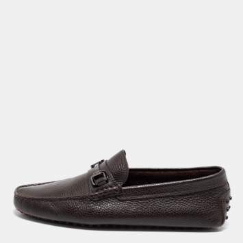Pre Owned Tod's Brown Leather Slip On Loafers Size 41.5
