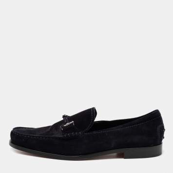 Pre Owned Tod's Blue Suede Bit Slip on Loafers Size 44.5 