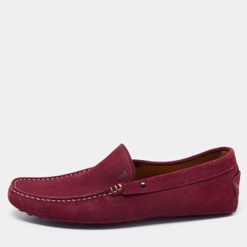 Pre Owned Tod's Burgundy Suede Slip on Loafers Size 41