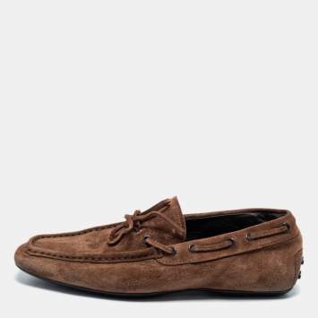 Pre Owned Tod's Brown Suede Bow Gommino Loafers Size 41