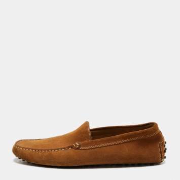 Pre Owned Tod's Light Brown Suede Slip On  Loafers Size 42