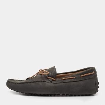 مملوكة مسبقًا Tod's Grey Suede City Gommino Bow Loafers Size 41