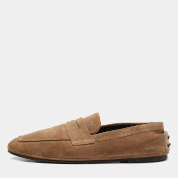 Pre Owned Tod's Beige Suede Penny Loafers Size 44.5