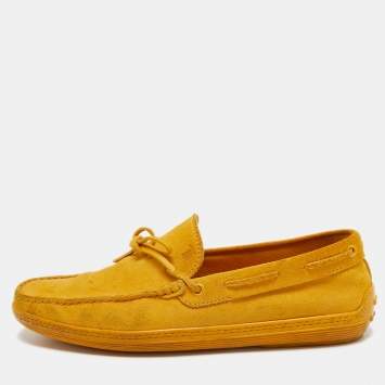 Pre Owned Tod's Yellow Suede Slip On Loafers Size 42.5