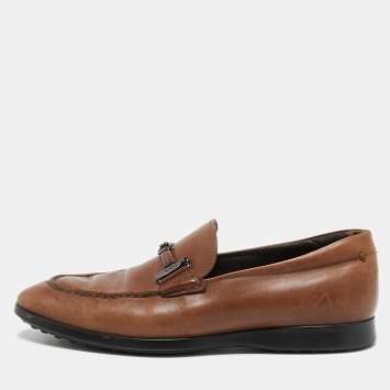 Pre Owned Tod's Brown Leather Slip On Loafers Size 40