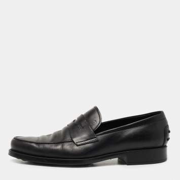 مملوكة مسبقًا Tod's Black Leather Penny Loafers Size 45.5