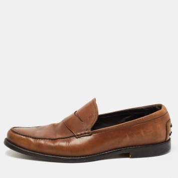 مملوكة مسبقًا Tod's Brown Leather Slip On Loafers Size 45  