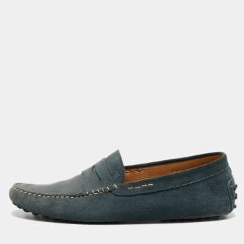 Pre Owned Tods Grey Suede Gommini Slip On Loafers Size 42