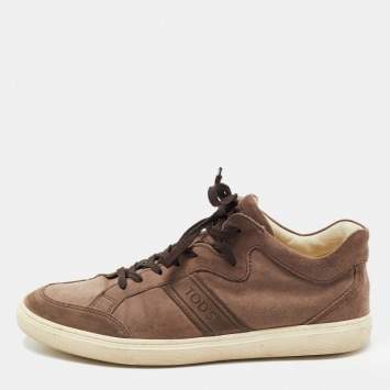Pre Owned Tod's Brown Suede Low Top Sneakers Size 41.5 