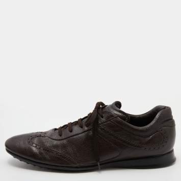 Pre Owned Tod's Dark Brown Brogue Leather Lace Up Derby Size 44.5