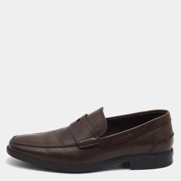 Pre Owned Tods Brown Leather Slip On Loafers Size 41