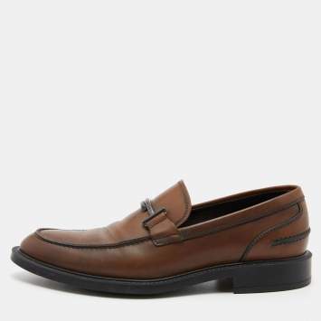 Pre Owned Tod's Brown Leather Slip on Loafers Size 41.5