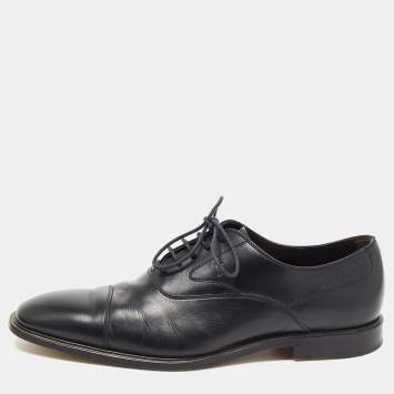 Pre Owned Tod's Black Leather Lace Up Oxfords Size 42