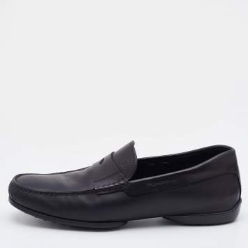 Pre Owned Tod's Black Leather Driving Penny Loafers Size 40