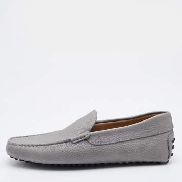Pre Owned Tod's Grey Leather Driving Loafers Size 40