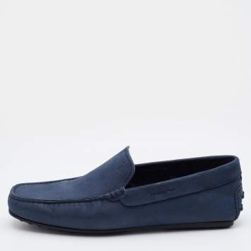Pre Owned Tod's Blue Leather Driving Loafers Size 40