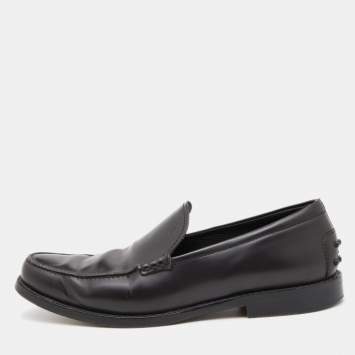 Pre Owned Tod's Dark Brown Leather Slip On Loafers Size 41