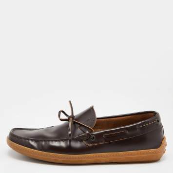 مملوكة مسبقًا Tods  Brown Leather Bow Slip On Loafers Size 42.5
