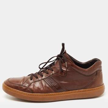 Pre Owned Tod's Brown Leather Lace Up Sneakers Size 43