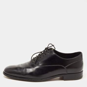 Pre Owned Tod's Black Leather Lace Up Oxfords Size 41.5