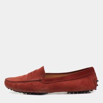 Pre Owned Tod's Brown Suede Penny Slip On Loafers Size 41