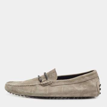 Pre Owned Tod's Grey Suede Slip On Loafers Size 41.5
